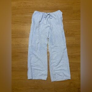Striped Blue and White Women's Straight Leg Pants